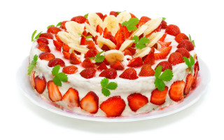 Strawberry banana cake green leaf - a cake free wallpaper for desktop