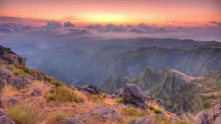Mountain range sunset clouds grassy 8 - murata range free wallpaper