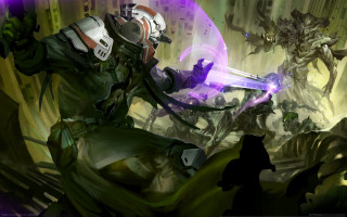 Man sword alien battle glowing - a giant alien free wallpaper