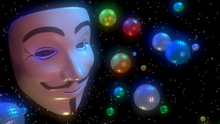 Masked man glowing balls stars - ray free wallpaper for desktop