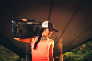 Woman boombox hat tunnel trees - her head and a hat free wallpaper