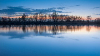 Lake trees sunset reflection impressionist 2 - free sunset wallpaper