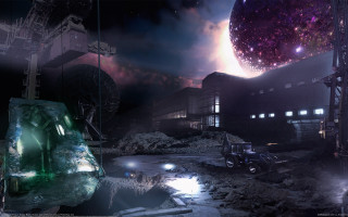 Sci fi space cityscape night - a sci free wallpaper