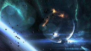 Space planet starcluster milkyway moon - a planet and a star cluster in the background free wallpaper