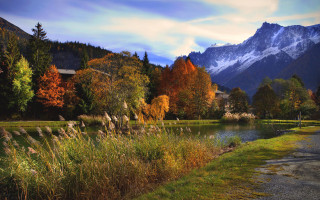 River forest mountain sky autumn - bernard meninsky free wallpaper for desktop