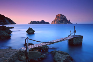 Wooden dock rocky beach mountain - a rocky beach next free wallpaper for desktop