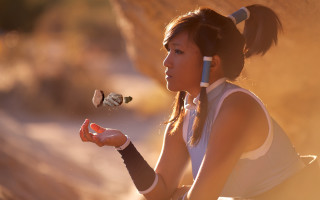 Woman cellphone smallobject sunset ponytail - the air in front free wallpaper