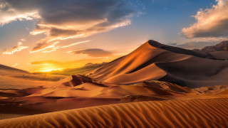Desert sand dunes sunset clouds - sand free wallpaper
