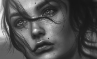 Woman blackandwhite hyperrealism portrait eyefocus - photo of her face free wallpaper