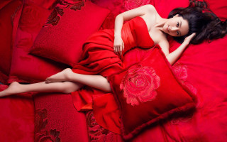 Red dress laying on red - a red pillow free wallpaper
