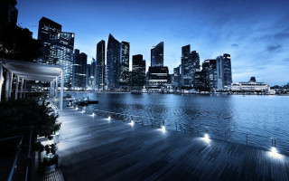 City skyline night dock lights - adrian zingg free wallpaper for desktop