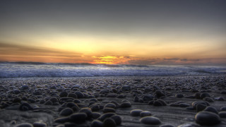 Beach rocks sunset wave ocean 2 - a bunch of rocks free wallpaper