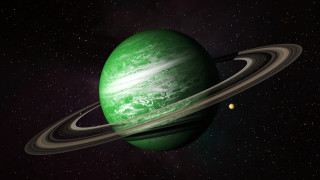 Green planet saturn starry sky - planet free wallpaper for desktop