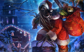 Santa reindeer snowy landscape christmas - lovecraftian free wallpaper
