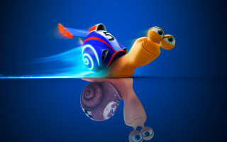 Snail riding toy blue reflection - a snail free wallpaper