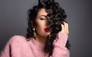 Woman curly hair red lipstick - cristache gheorghiu free wallpaper