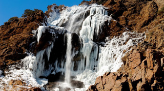 Waterfall ice mountainside ecological puzzle - waterfall free wallpaper for desktop
