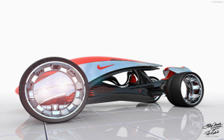 Futuristic car red blue wheels - a white floor free wallpaper