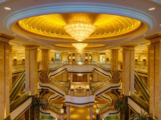 Fancy staircase chandelier architecture city - modern art deco free wallpaper