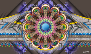 Colorful abstract blue center psychedelic - a colorful abstract design free wallpaper