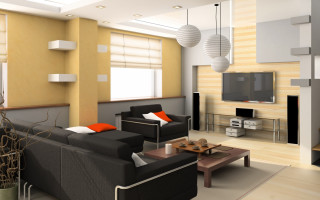 Living room minimalist 3d rendering - blind free wallpaper