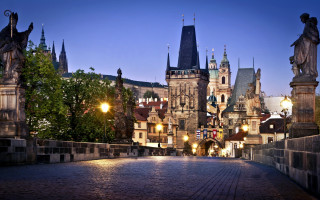 City bridge castle night lights - the building free wallpaper for desktop