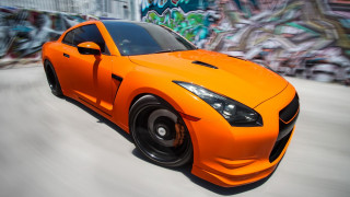 Car graffiti street orange vroom - wall free wallpaper