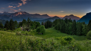 Mountain sunset house landscape nature - andor basch free wallpaper for desktop