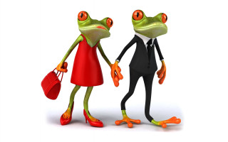 Frog woman business suit red - red shoe free wallpaper