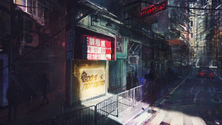 Cyberpunk street scene neon rain - cyberpunk city free wallpaper