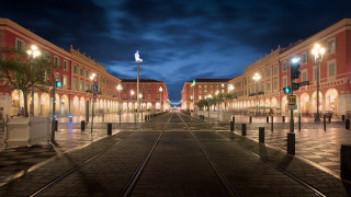 Night street train track building - charles angrand free wallpaper