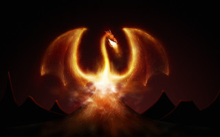 Fire dragon glowing tail wings - tail free wallpaper