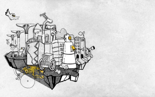 City side bird process art - side and a bird free wallpaper