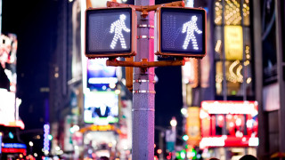 Pedestrian crossing neon city night - a street sign free wallpaper