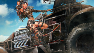Woman leather outfit jeep gun - her hand and a helmet free wallpaper