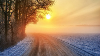 Snowy road mountain reflection orange - a.b. frost free wallpaper for desktop