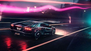 City street night car lights - unreal engine free wallpaper for desktop