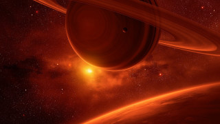 Red planet ring stars bright 2 - a bright light in the background free wallpaper
