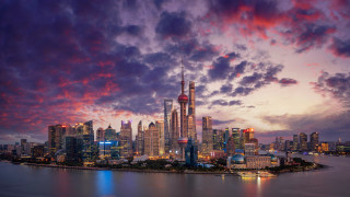 City skyline night cloudy pink 2 - sky free wallpaper