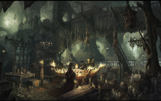 Dark forest lights gothic fantasy - free halloween wallpaper