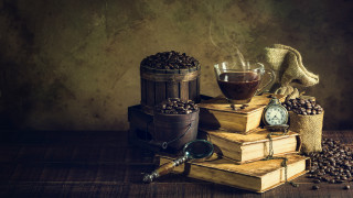 Stack books coffee clock lantern - a stack of books free wallpaper
