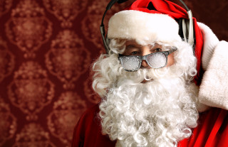 Santa man sunglasses red background - a red wall free wallpaper for desktop