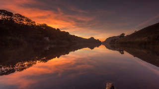 Sunset reflections lake trees clouds - the sky and trees free wallpaper