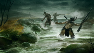 Two men water spears arrows - two man free wallpaper