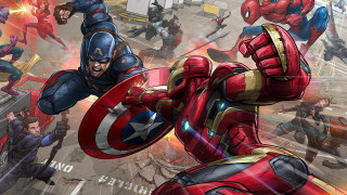 Avengers city street firehydrant retro - a cartoon of a group free wallpaper