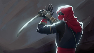 Man red hoodie sword stance - rossdraw global illumination free wallpaper