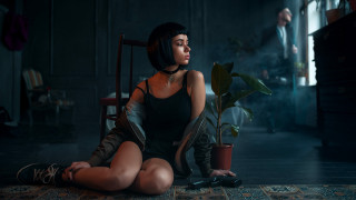 Elsa bleda cyberpunk sitting remotectrl - a remote control free wallpaper