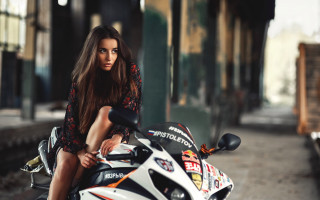 Woman motorcycle train station blurry - aestheticism free wallpaper