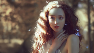 Woman butterfly curly hair fantasy - charlie bowater free wallpaper for desktop