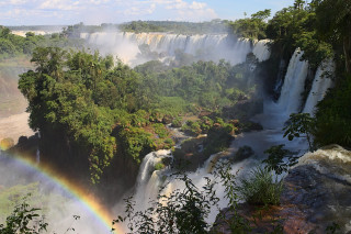 Rainbow waterfall jungle brazil ecological - the side of the waterfall free wallpaper